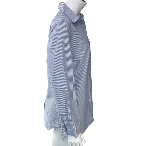 Ming Wang Womens Size S Button Front and Back Top Blue White Stripe Tunic Length - Picture 9 of 15